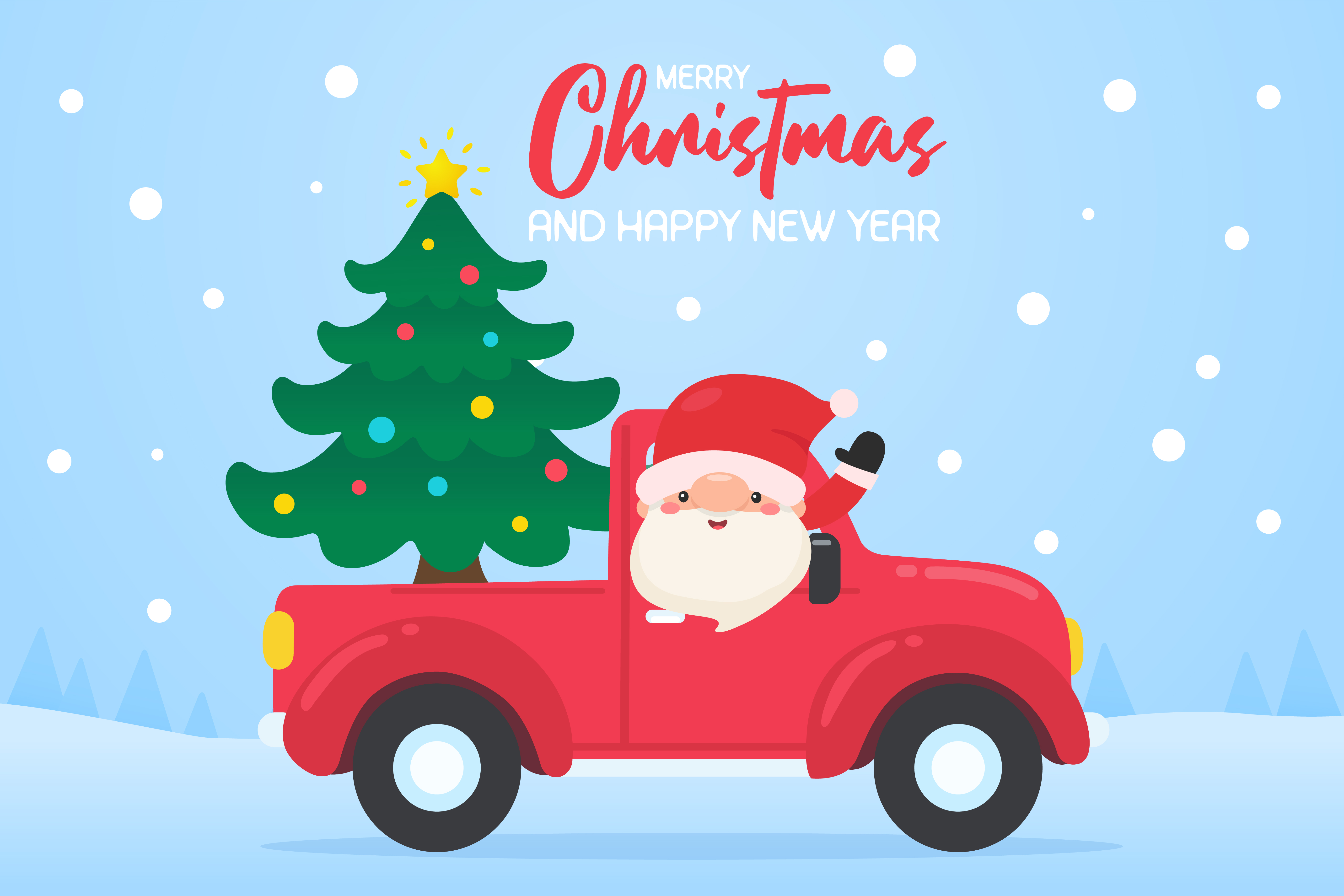 Informeer Bitterheid Vergoeding cartoon santa rode auto rijden om kerstboom te bezorgen 1758556 Vectorkunst  bij Vecteezy