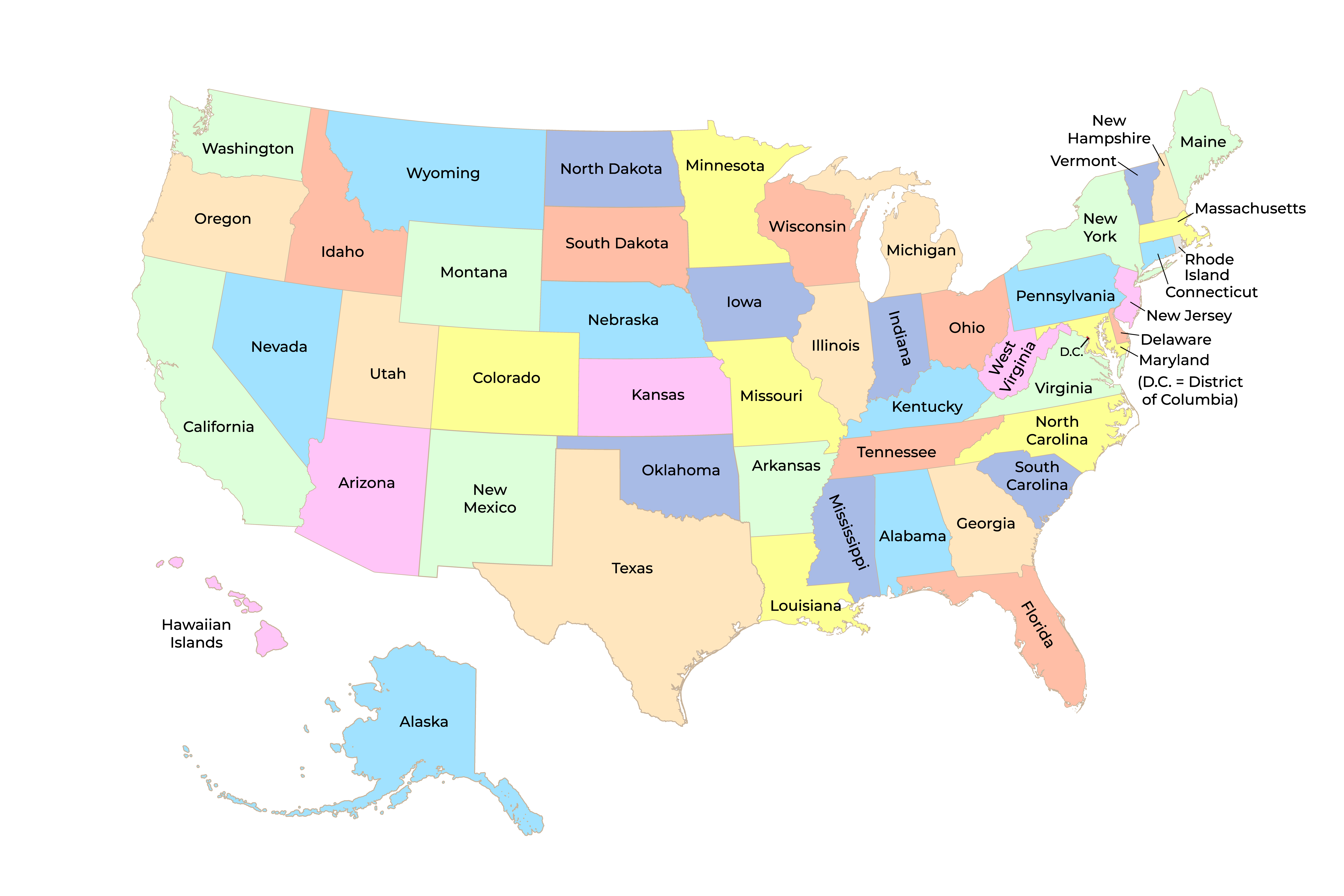 Manhattan Margaret Mitchell Tactiel gevoel gedetailleerde kleurenkaart van de Verenigde Staten van Amerika met Staten.  1872977 - Download Free Vectors, Vector Bestanden, Ontwerpen Templates