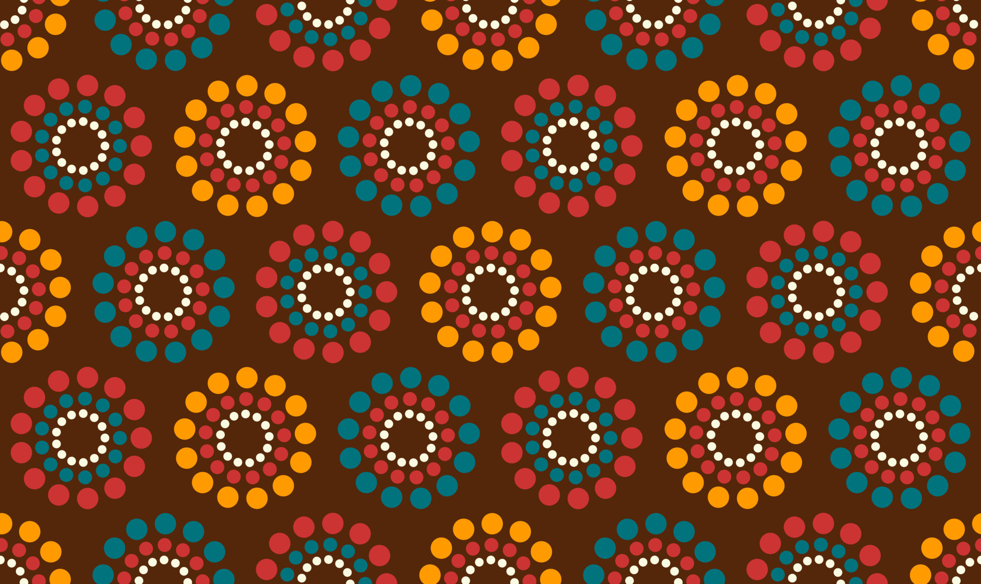 midden eeuw modern naadloos patroon met cirkels van dots in bruin, oranje, rood en Jaren 60 en 70 esthetisch stijl voor huis decor, behang en omhulsel papier 18750922 Vectorkunst bij Vecteezy