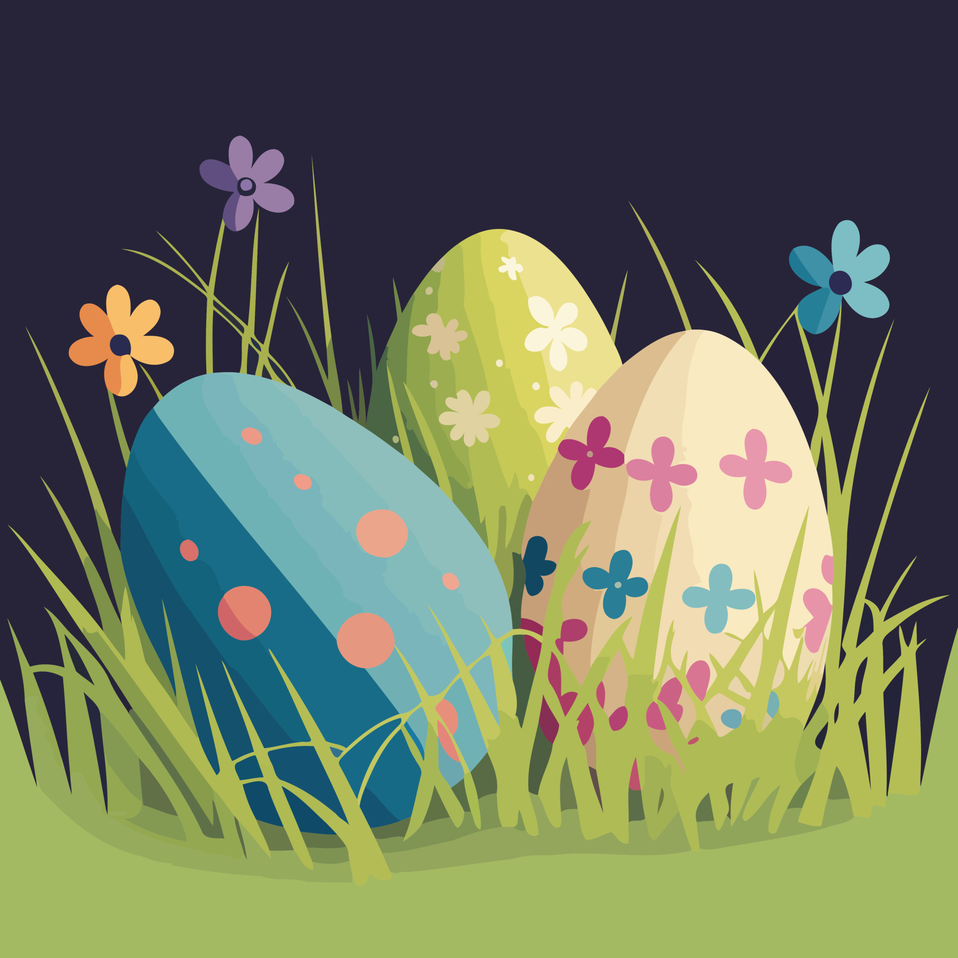 Groenten Onderzoek afbreken Pasen eieren in een met gras begroeid veld- 18782306 Vectorkunst bij  Vecteezy