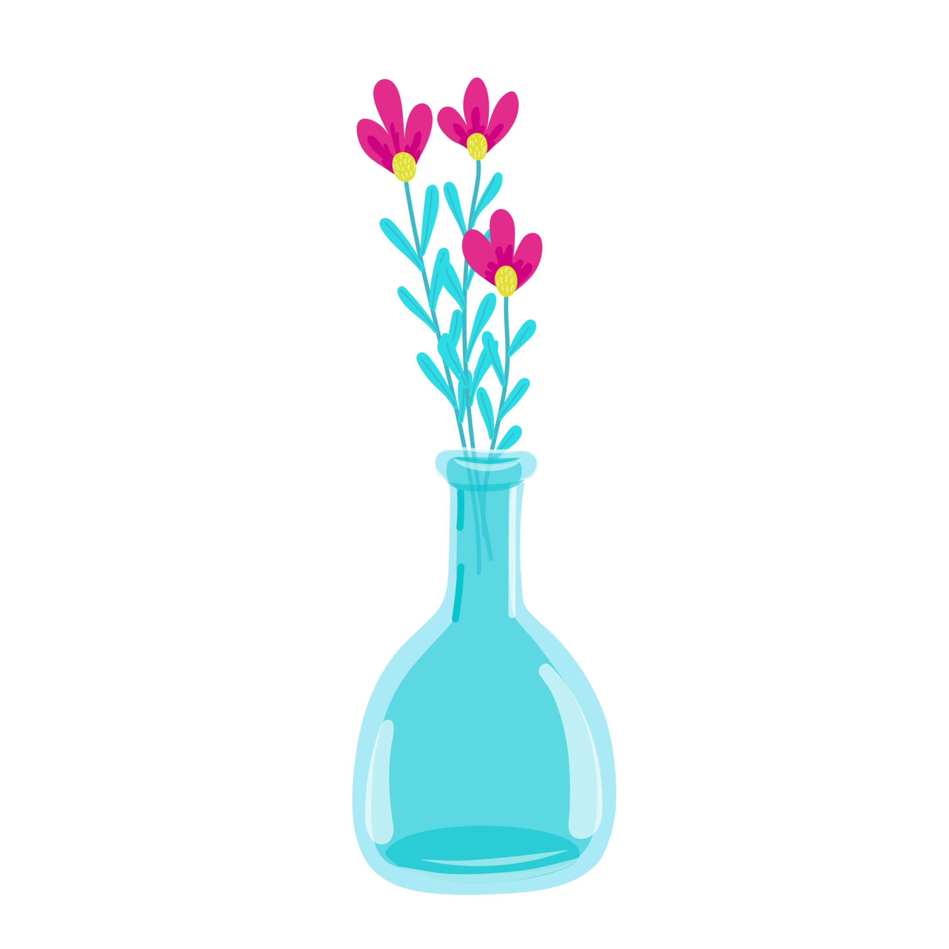 bak Bereid uniek bloemen in een hoge glazen vaas, glazen kan, delicate paarse kleine  bloemen, Lentebloemen, vectorillustratie in cartoon-stijl, plat. 2157477  Vectorkunst bij Vecteezy