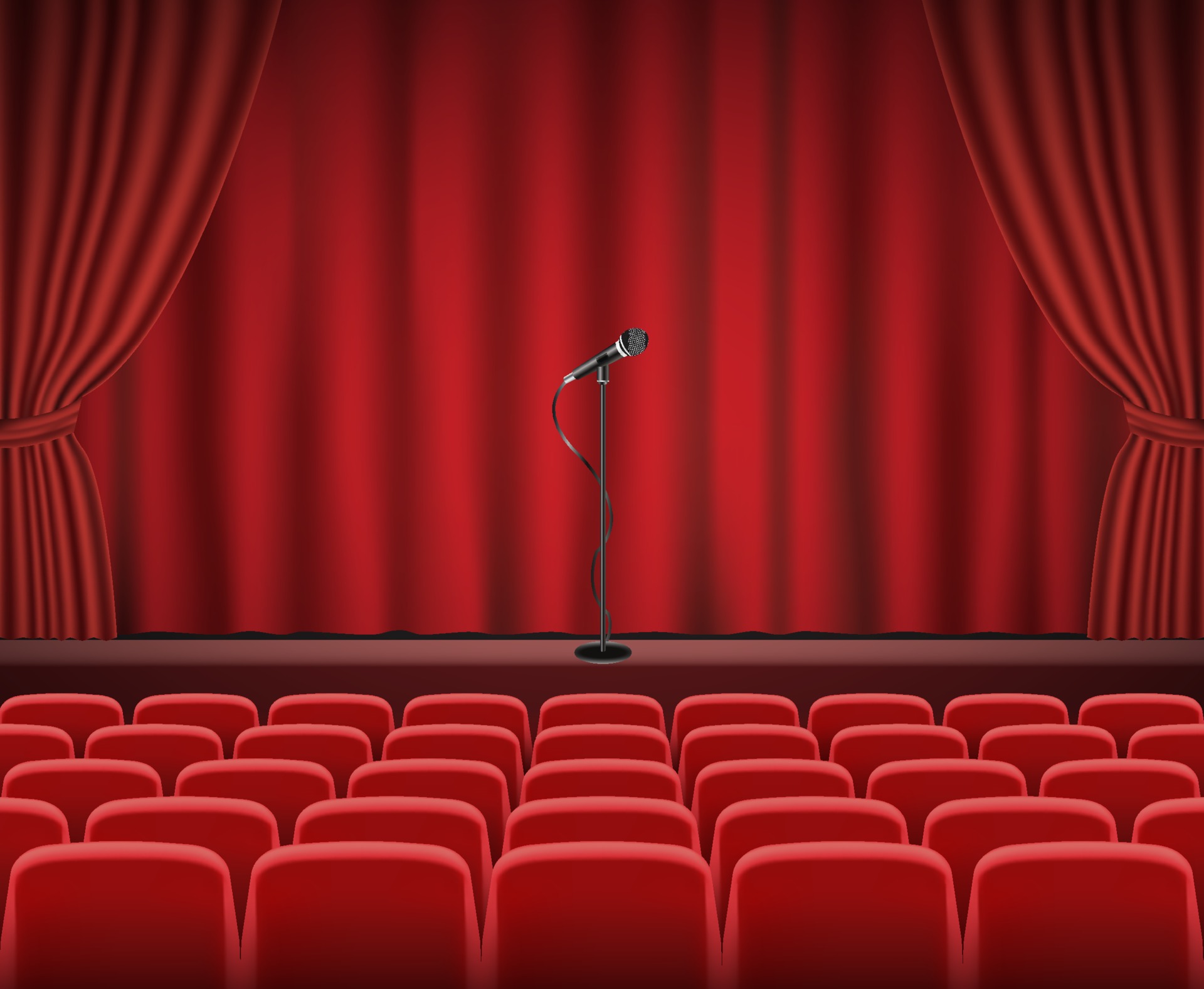 Londen Roeispaan Stun rijen rode bioscoop- of theaterstoelen voor showpodium met retro microfoon  2271946 - Download Free Vectors, Vector Bestanden, Ontwerpen Templates