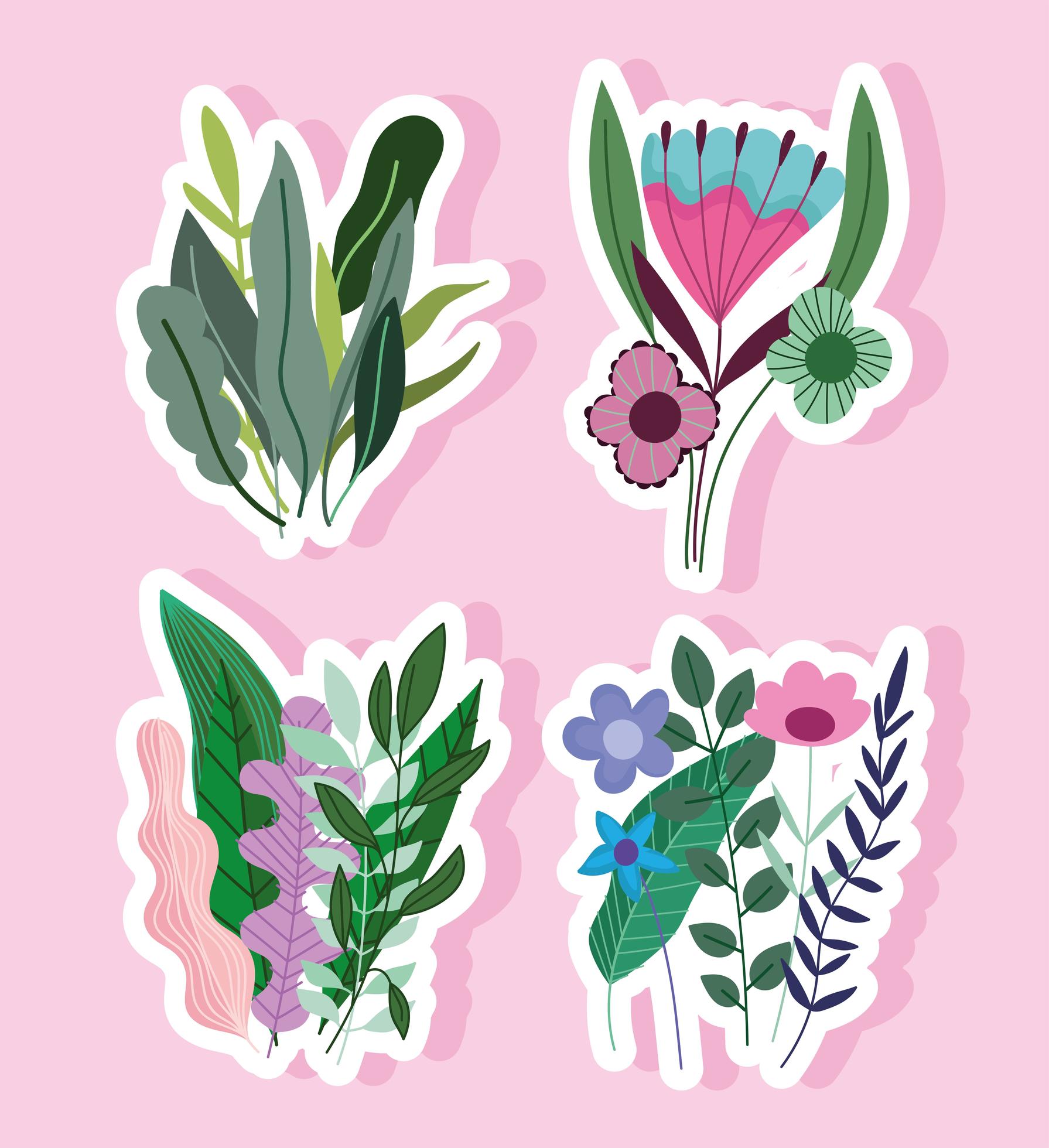 Bewusteloos bron gracht set stickers met bloemen bladeren natuur decoratie 2491460 Vectorkunst bij  Vecteezy