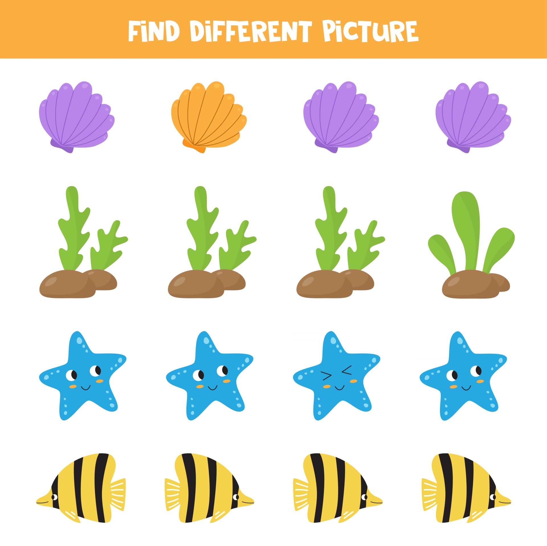 last Besmetten magneet logisch spel voor kinderen. zoek een andere afbeelding in elke rij.  zeedieren. 2848070 - Download Free Vectors, Vector Bestanden, Ontwerpen  Templates