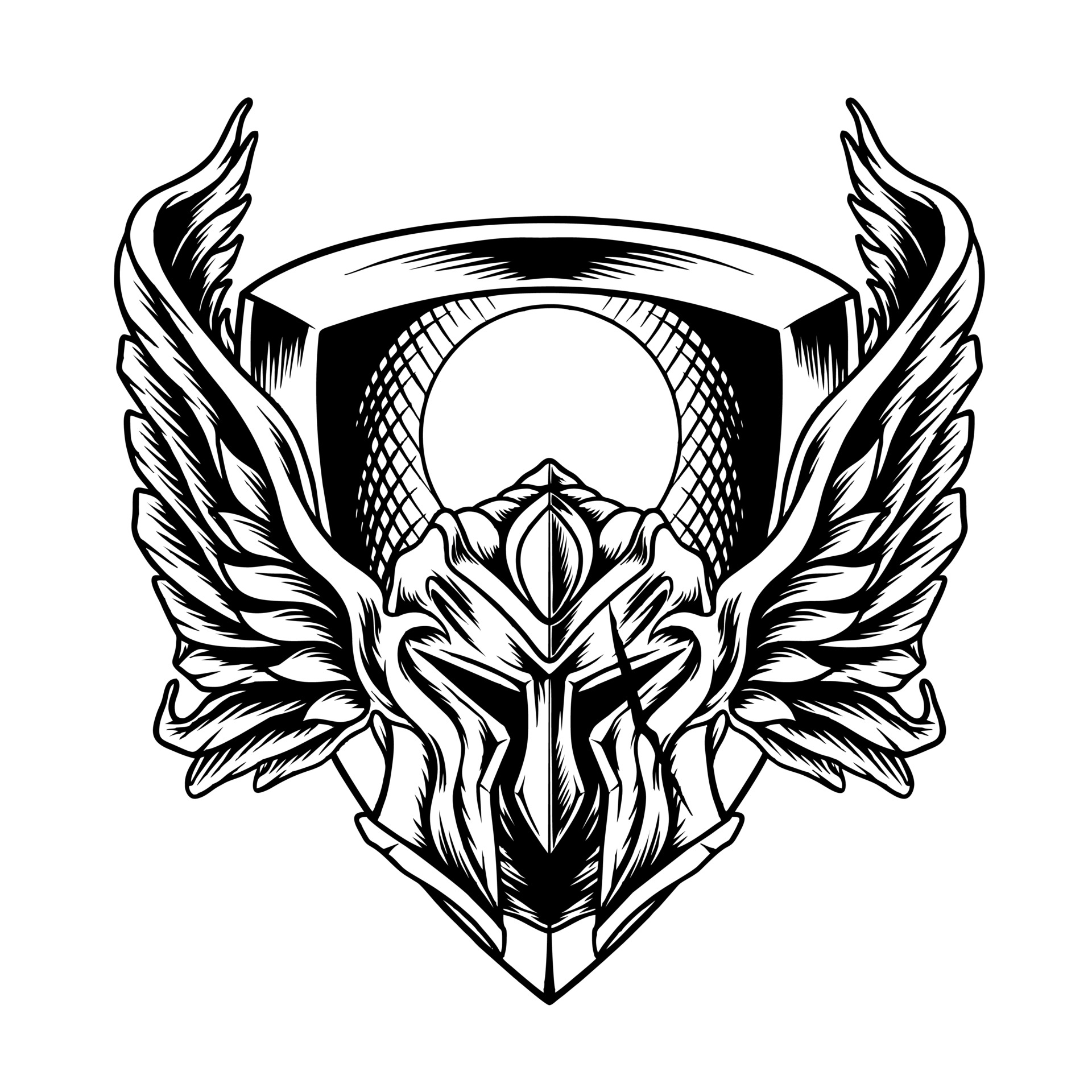 Spartaanse helm met vleugels silhouet 3286899 Vectorkunst bij Vecteezy