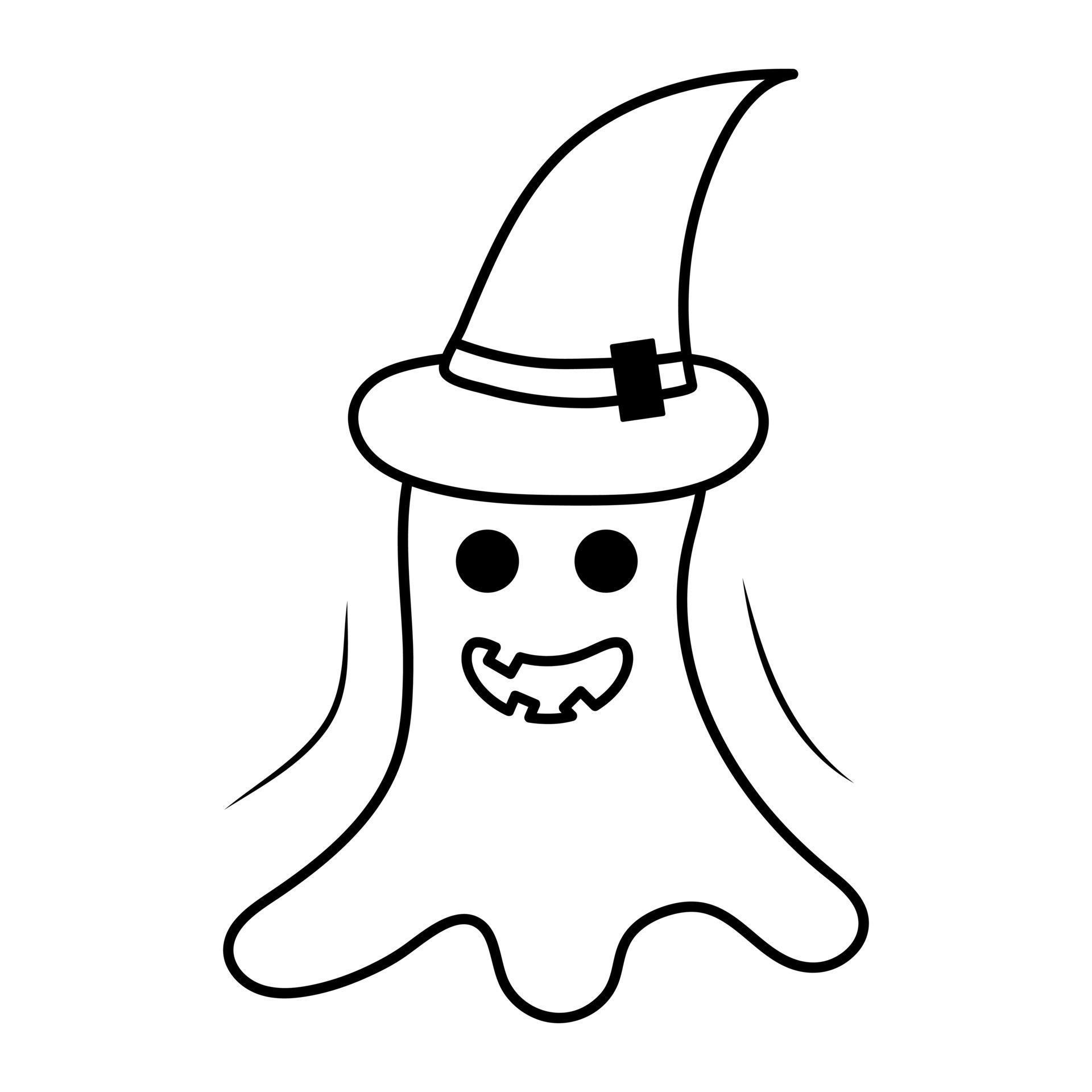 etnisch Menda City gezantschap hand getekend halloween spook in een magische hoed doodle pictogram.  3545725 Vectorkunst bij Vecteezy