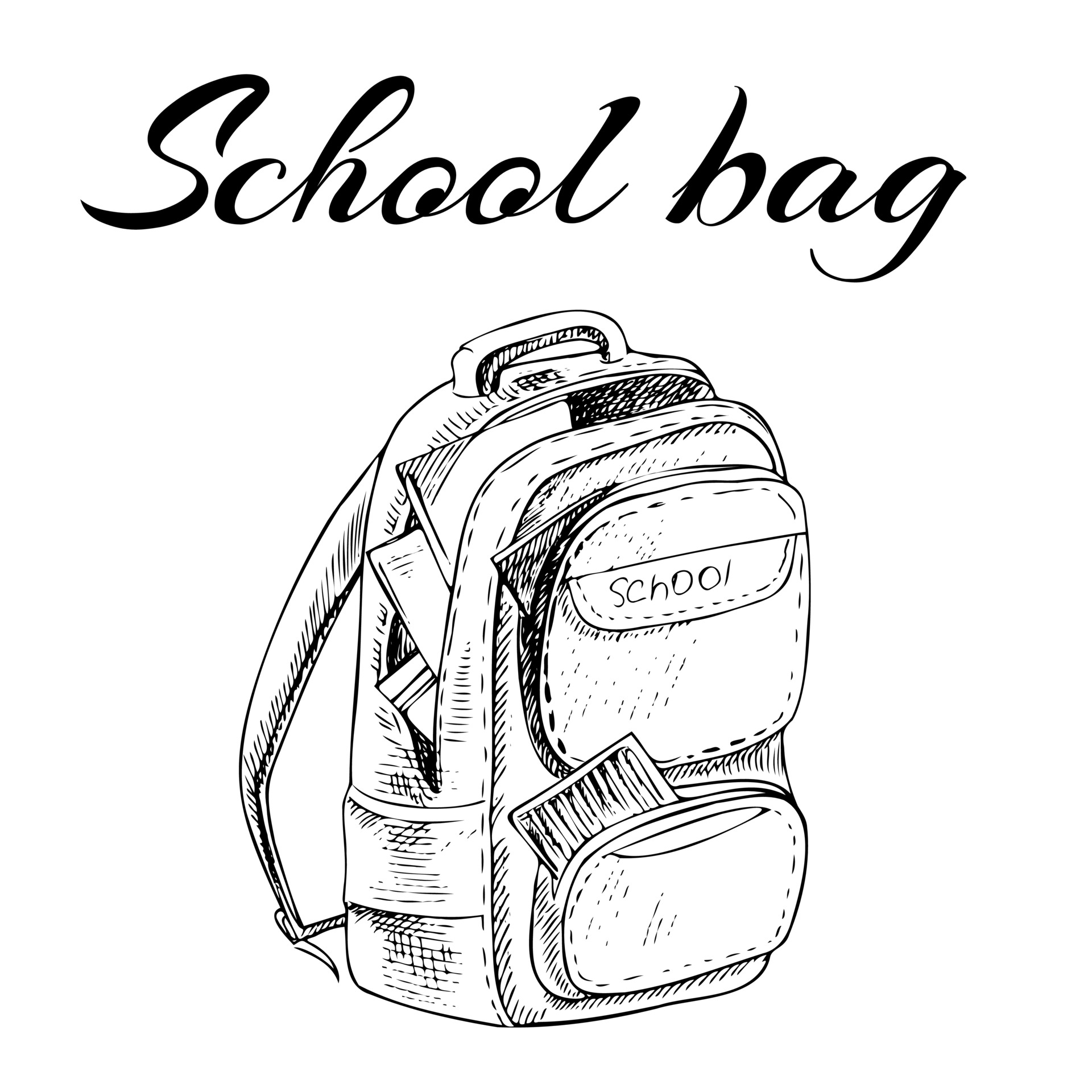 Pedagogie Verminderen Bediende hand getekende illustratie. terug naar school. school essentiële  illustratie. vintage vector schooltas schets. 3566701 Vectorkunst bij  Vecteezy