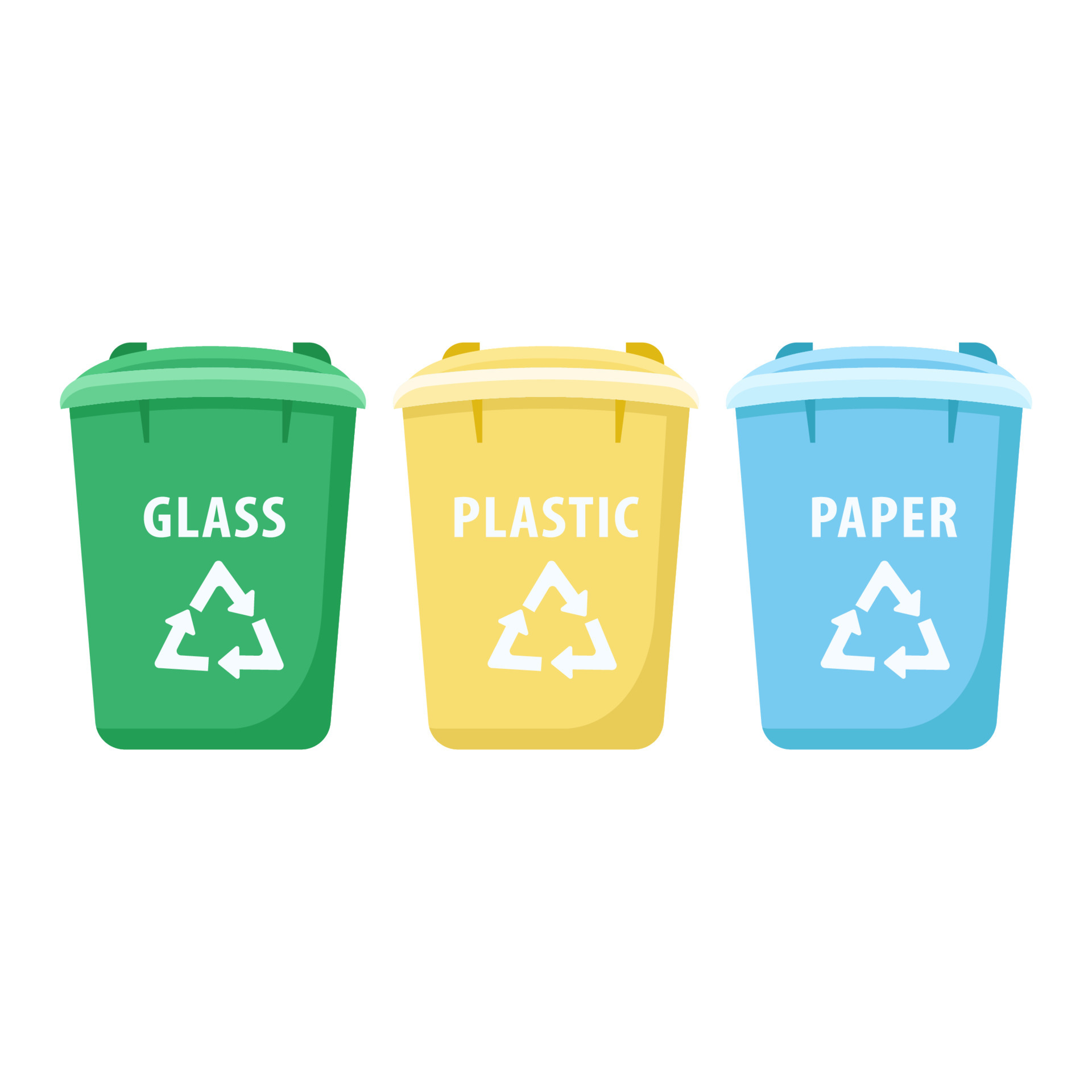 Prullenbak sorteren bakken cartoon vectorillustratie. afvalbeheer, recycling. plastic, glas en papier veelkleurige containers plat object. afvalscheiding stedelijke faciliteit geïsoleerd achtergrond 4057509 - Download Free Vectors, ...