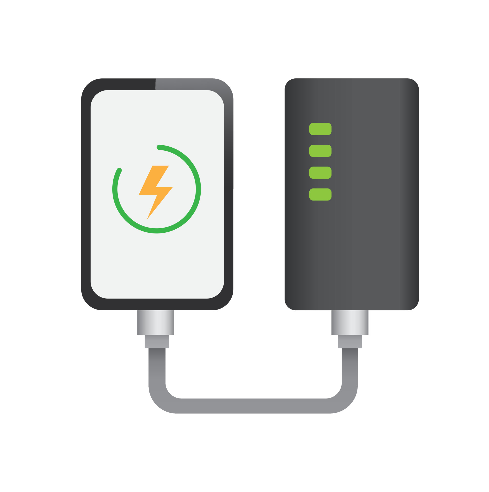 Bejaarden binnen Investeren smartphone opladen met powerbank, telefoon verbonden met draagbare oplader  symboolpictogram in vlakke afbeelding vector 4596192 - Download Free  Vectors, Vector Bestanden, Ontwerpen Templates