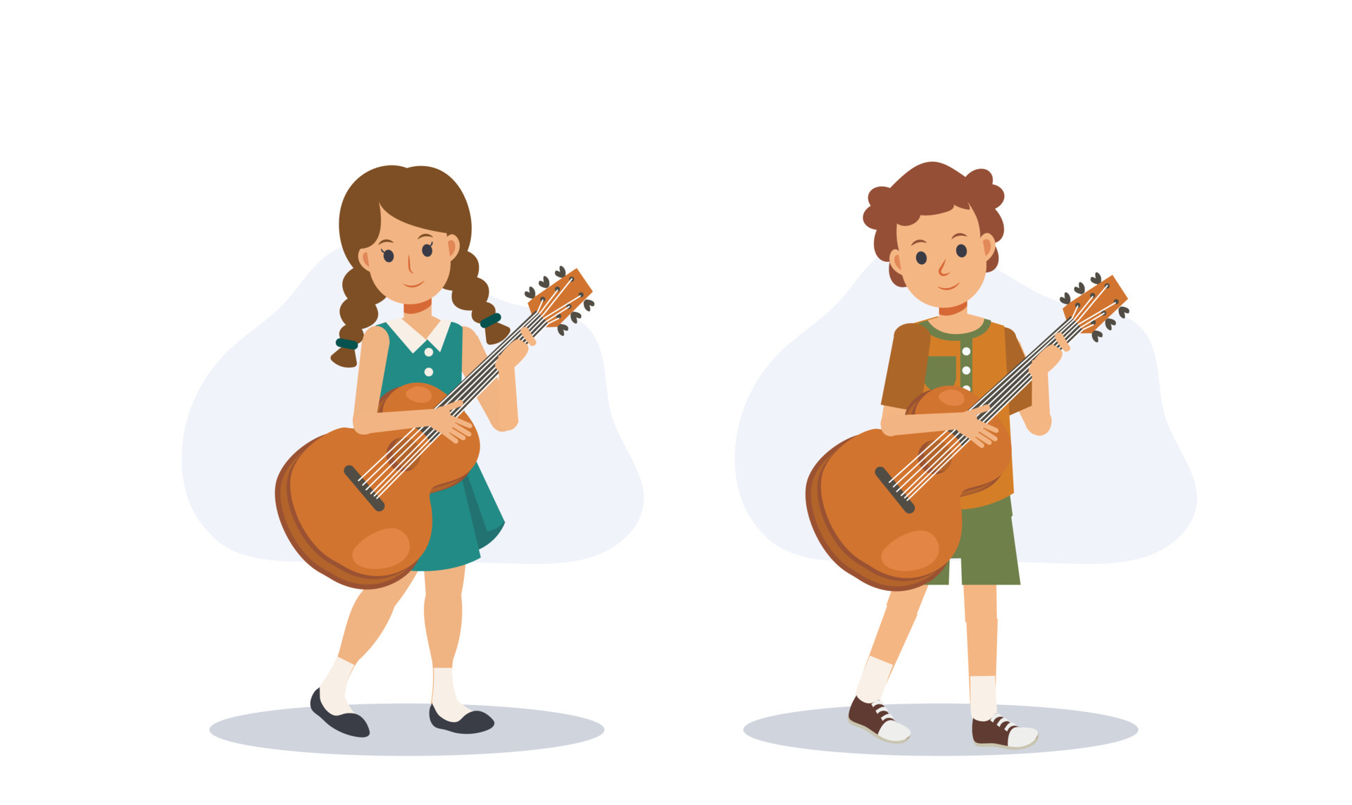 Wind Chemie beton kind gitaar spelen, muziek studeren, hobby, leren music.flat 2d cartoon  karakter vectorillustratie. 4749413 - Download Free Vectors, Vector  Bestanden, Ontwerpen Templates