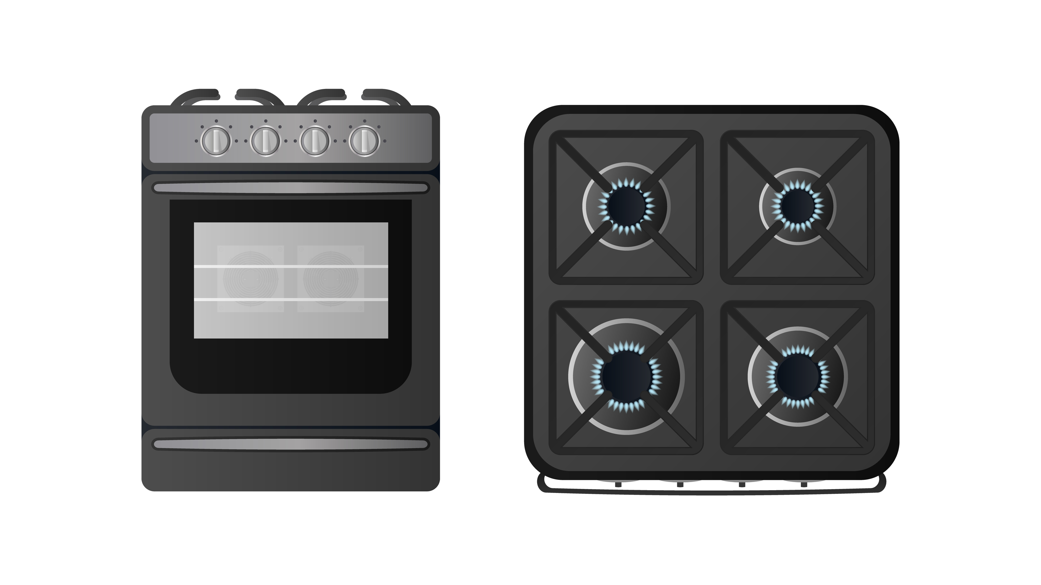 Uitgaand Voorkeur porselein zwart keukenfornuis met bovenaanzicht. inclusief gasfornuis. moderne oven  voor de keuken in een realistische stijl. geïsoleerd. vector. 4867635 -  Download Free Vectors, Vector Bestanden, Ontwerpen Templates