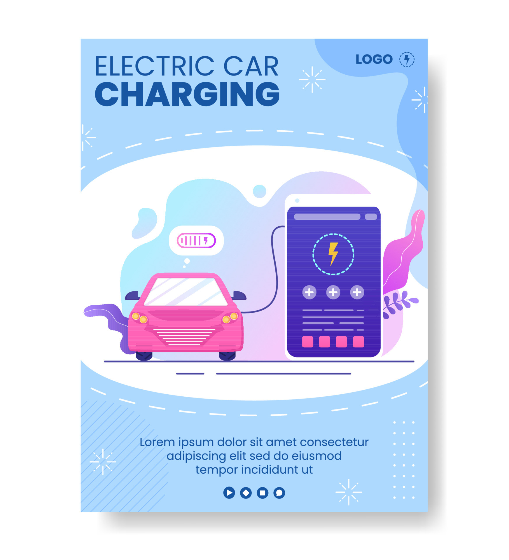 schaduw Verwaarlozing Inspecteren opladen elektrische auto batterijen poster sjabloon vlakke afbeelding  bewerkbaar van vierkante achtergrond geschikt voor sociale media of web  internet advertenties 5311614 - Download Free Vectors, Vector Bestanden,  Ontwerpen Templates