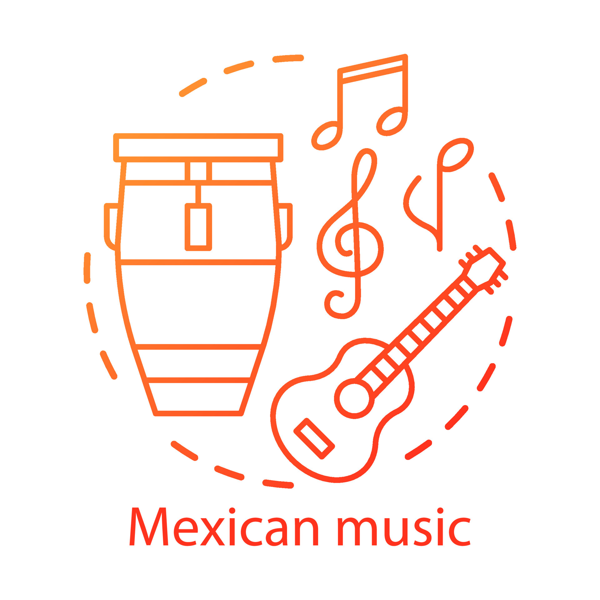 Dierentuin radicaal Ampère mexicaanse muziek concept icoon. latino akoestische sound party. mariachi  band instrumenten. drum, gitaar, muzikale symbolen idee dunne lijn  illustratie. vector geïsoleerde overzichtstekening. bewerkbare streek  5362846 - Download Free Vectors, Vector ...