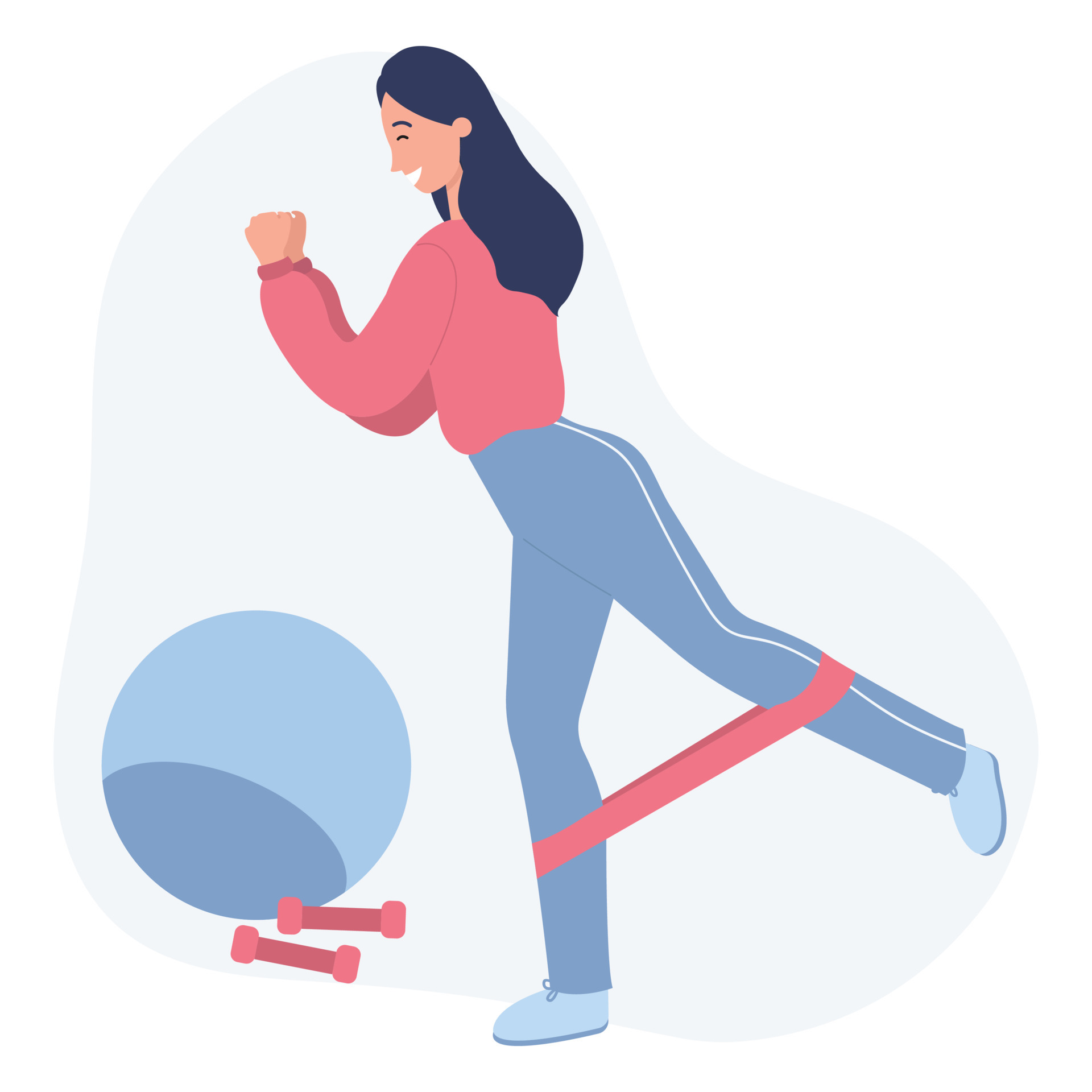 Reis Vervagen vervagen vrouw aan het trainen met weerstandsbandlus. krachttraining thuis.  oefeningen voor benen en billen. platte vectorillustratie op een witte  achtergrond. 5912060 - Download Free Vectors, Vector Bestanden, Ontwerpen  Templates