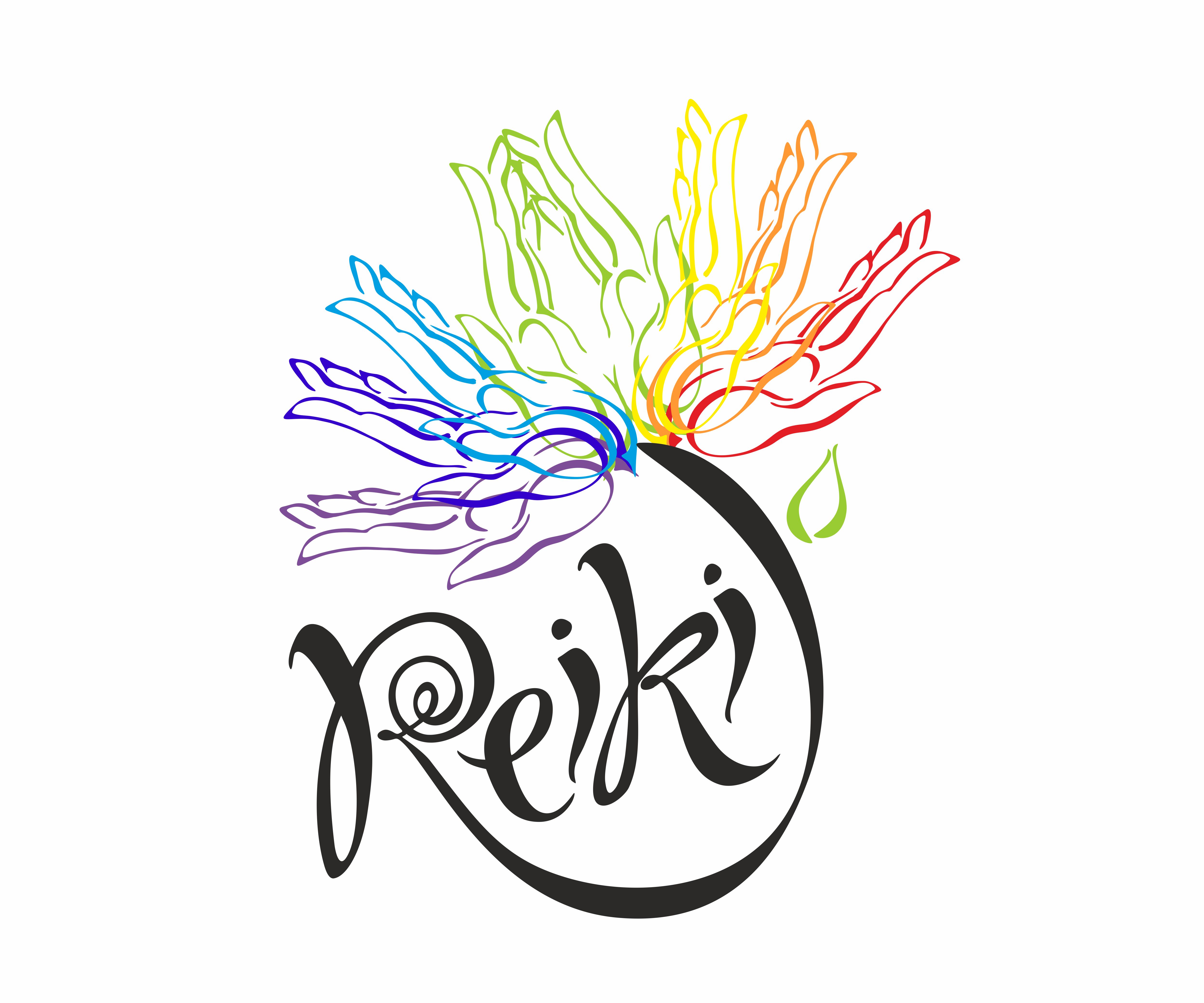 Reiki-energie. Logotype. Genezende energie. Bloem van de regenboog uit de handpalmen van de mens. Alternatief Spirituele oefening. Vector. 624921 - Free Vectors, Vector Ontwerpen