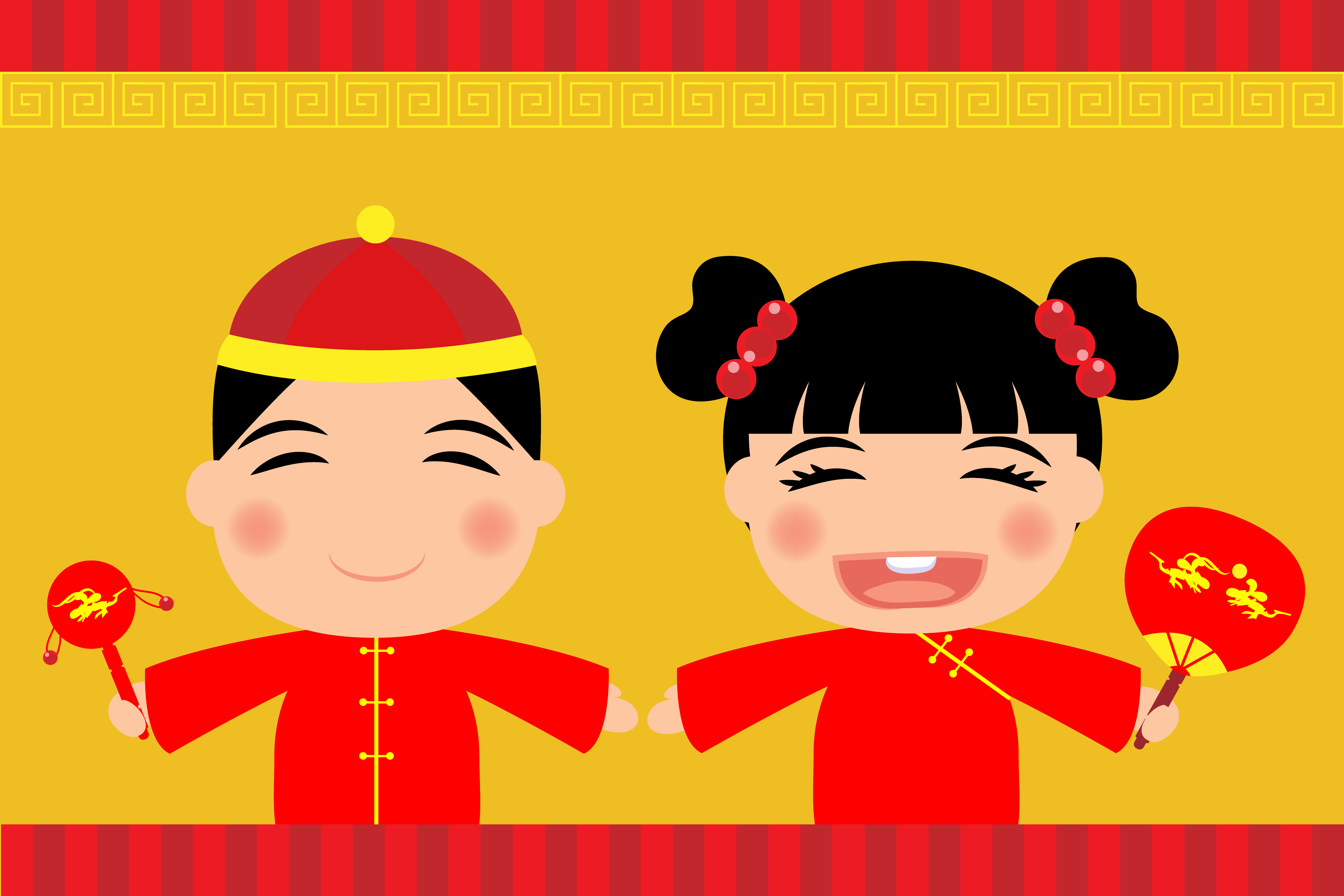 goedkeuren de jouwe Voorrecht Jongen en meisje die Chinese kleding dragen 667228 Vectorkunst bij Vecteezy