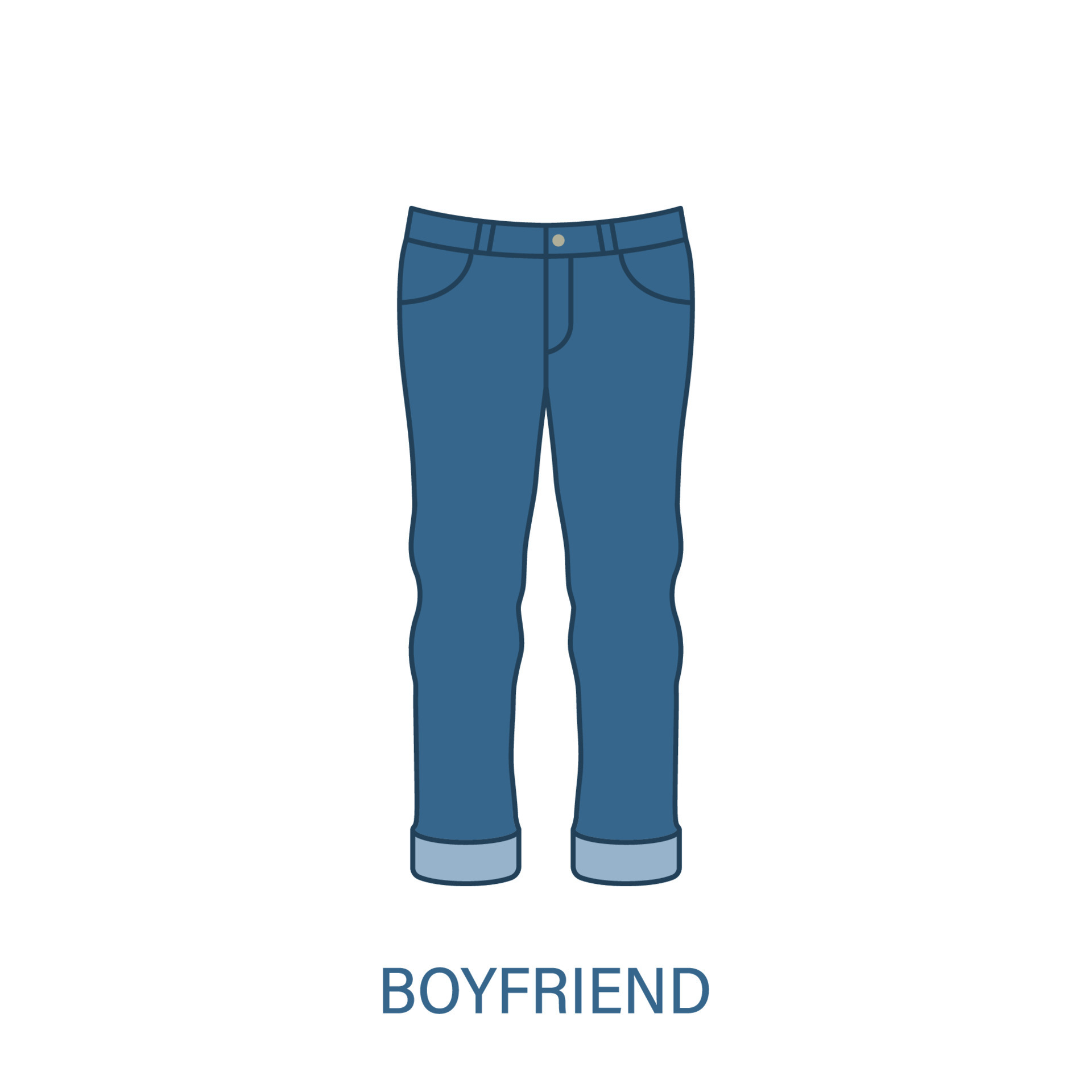 vrouw vriendje type jeans broek silhouet pictogram. moderne denim kledingstijl voor blauwe mode vrijetijdskleding. mooi type broek. mama fit geïsoleerde vectorillustratie. 7233617 Vectorkunst bij Vecteezy