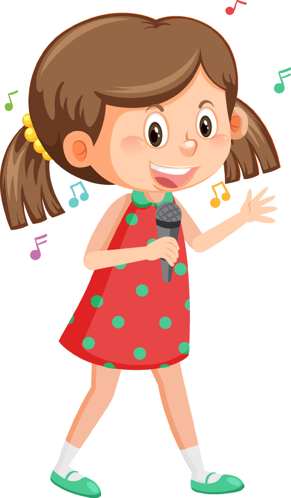 Riskant oor tandarts schattig meisje cartoon met microfoon zingen 7253315 Vectorkunst bij  Vecteezy