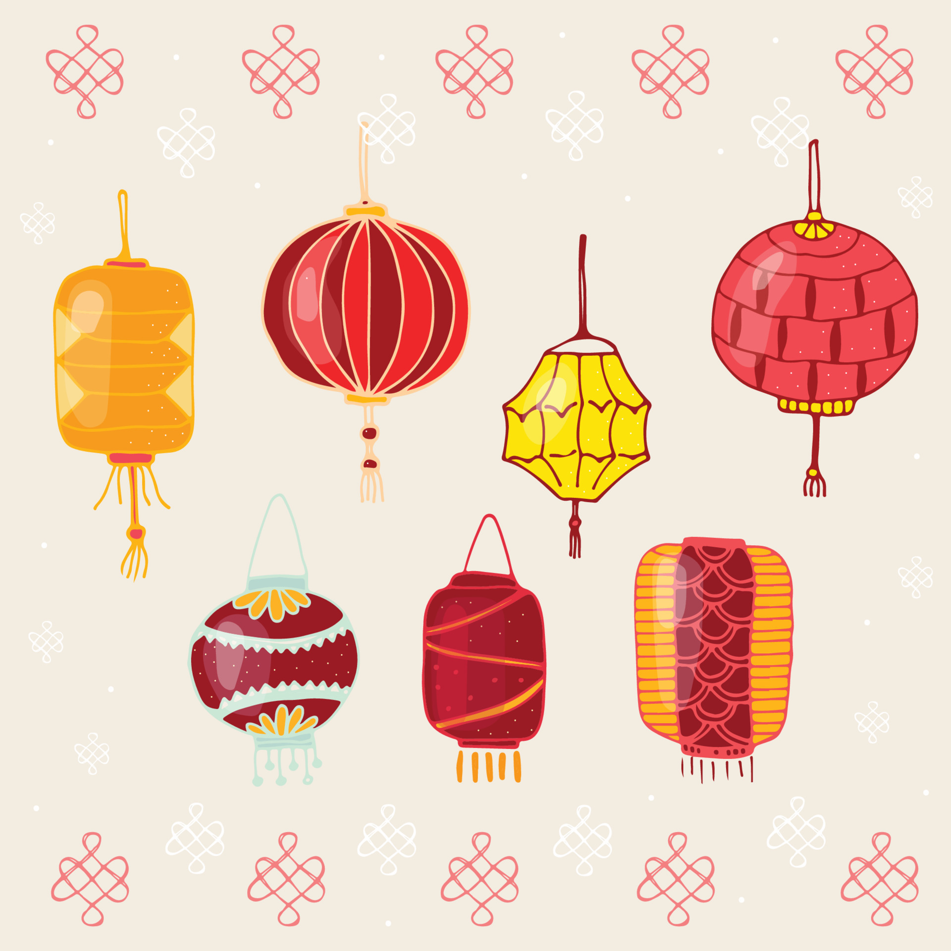 Religieus strategie verhaal hand tekenen chinese lampen voor happy chinese new year decoratie. 7457458  - Download Free Vectors, Vector Bestanden, Ontwerpen Templates