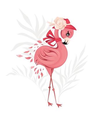 diameter Reisbureau peper schattig flamingo meisje met hoed en boog. tropisch bladeren Aan silhouet  achtergrond. baby illustratie voor kleren, poster, uitnodiging of kaart.  19198852 - Download Free Vectors, Vector Bestanden, Ontwerpen Templates