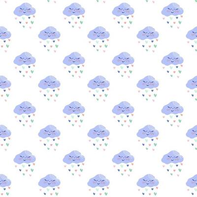 lief patroon kawaii glimlachen wolken en harten regen. hand- getrokken vector illustratie in zacht pastel kleuren. schattig achtergrond voor baby kinderkamer, kinderen partij, kleren, textiel 21610992 - Download Free Vectors, Vector