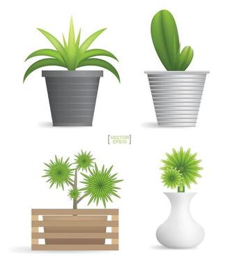 mooie planten in bloempot. kleine objectidee voor interieurontwerp en decoratie. vector. 3715536 - Download Free Vectors, Vector Bestanden, Ontwerpen Templates