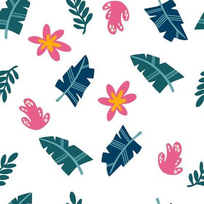 bladeren naadloze patroon. zomer hawaii abstract ornament voor stof, behang, posters. hand cartoon vectorillustratie Vectorkunst bij Vecteezy