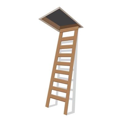 Helaas te ontvangen aanbidden houten ladder naar de zolder vectorillustratie geïsoleerd op een witte  achtergrond 7233017 Vectorkunst bij Vecteezy