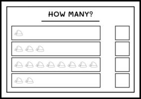 hoeveel kerstman hoed, spel voor kinderen. vectorillustratie, afdrukbaar werkblad vector