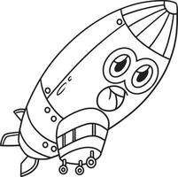 zeppelin met gezicht voertuig kleurplaat voor kinderen vector