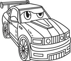 racewagen met gezicht voertuig kleurplaat vector