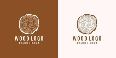 houten logo-ontwerp met creatief element concept premium vector