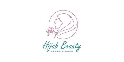 hijab vector met unieke schoonheid concept logo ontwerp premium vector