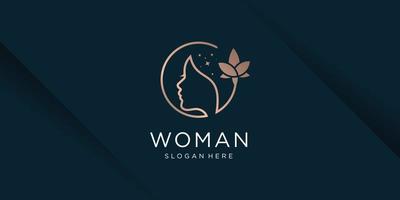 vrouw logo met bloem concept premium vector