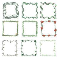 set collectie kleur bloem frame vector