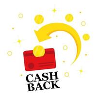 cashback loyaliteitsprogramma concept. creditcard of bankpas met geretourneerde munten op bankrekening. geld terug service ontwerp. bonus cashback symbool vectorillustratie vector