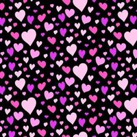 naadloze patroon van roze harten op een zwarte achtergrond. patroon voor textiel, ansichtkaarten, inpakpapier, fabric.festive patroon voor Valentijnsdag. vector illustratie