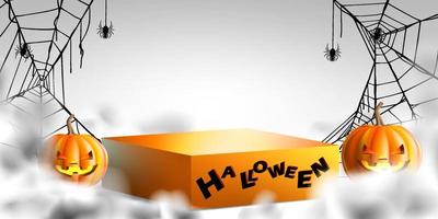 halloween-podium voor product. standshow en showcase met halloween concept.stage met pompoen en mystieke rook vector