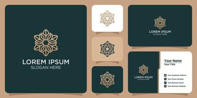 vrouwelijk schoonheidsbloemlogo-ontwerp met abstract luxe blad vector