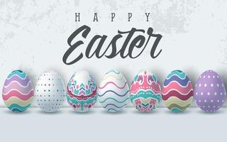 happy easter achtergrond met realistische paaseieren vector