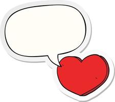 cartoon liefde hart en tekstballon sticker vector