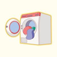 wasmachine cartoon sticker pictogram plat ontwerp vector