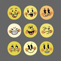 glimlach retro emoji. de gezichten van stripfiguren uit de jaren '30 grote set. vintage komische glimlach vectorillustratie vector