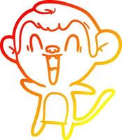 warme gradiënt lijntekening cartoon lachende aap vector