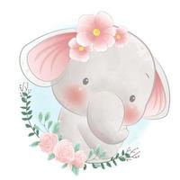 aquarel stijl schattige baby olifant vectorillustratie vector