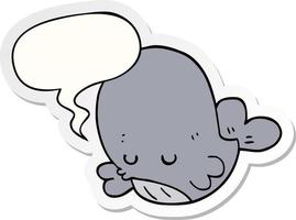 cartoon walvis en tekstballon sticker vector