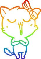 regenbooggradiënt lijntekening cartoon kat vector