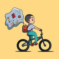 student gebruikt bycycles voor terug naar school vector