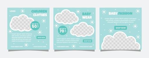 babymode met schattig ornament voor post op sociale media vector