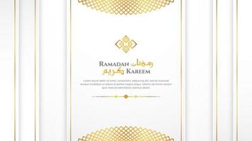 luxe ramadan kareem islamitische achtergrond gebruikt voor verkoop banner, poster. met arabisch patroon, islamitische rand en decoratief hangend lantaarnsornament. vector